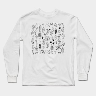 Leaf & Mushroom Pattern Long Sleeve T-Shirt